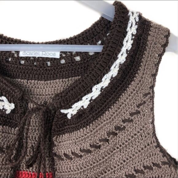 Scarlet Roos Bohemian Festival Style Crochet Vest - Picture 3 of 8